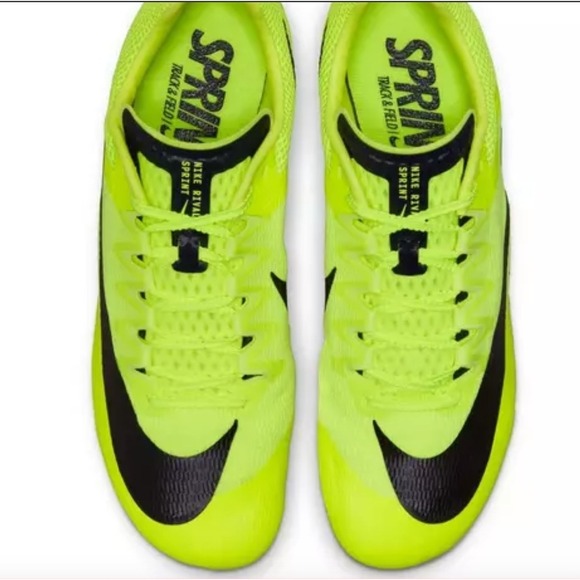 Nike Athletic Rival Sprint Track Shoes Neon Volt Black Spikes Lightweight Racing - Picture 5 of 9